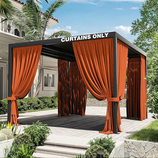 Gazebo Universal Replacement Privacy Curtain,10'×12' Gazebo Outdoor Waterproof Curtains, 4-Panels Sidewall Curtains with Double Zipper for Patio Canopy, Garden and Backyard (Curtain Only)