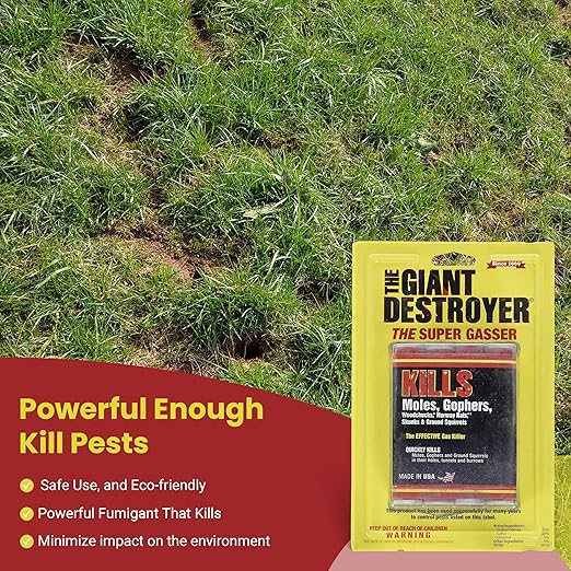 Giant Destroyer Smoke Bomb Gasser – Rodent & for Gophers, Moles, Groundhogs & Rats – 16 Pack (64 Tubes) + Jecudi Towel
