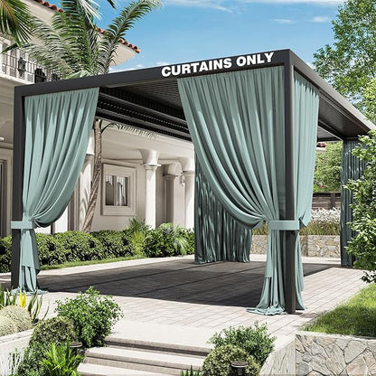 Gazebo Universal Replacement Privacy Curtain,12'×20' Gazebo Outdoor Waterproof Curtains, 4-Panels Sidewall Curtains with Double Zipper for Patio Canopy, Garden and Backyard (Curtain Only)